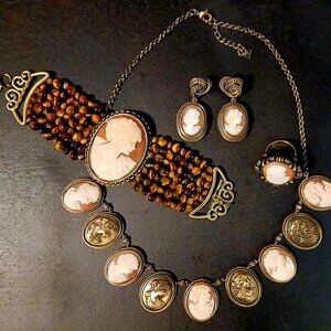 Amedeo NYC Vintage Hand Carved Italian Jewelry Set